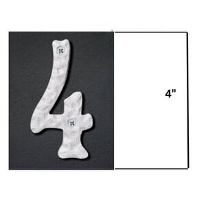 Number 4 Silver Cast Iron House Hammered Metal Address Sign 4 Inch with Screws
